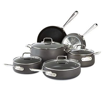 All-Clad E785SC64 Ha1 Hard Anodized Nonstick Dishwasher Safe PFOA Free Cookware Set, 10-Piece, Black $134.96 (Reg $489.99)