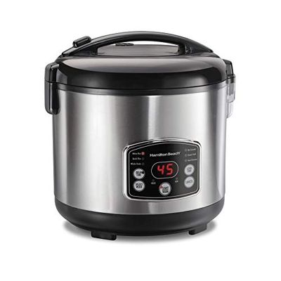 Hamilton Beach Rice & Hot Cereal Cooker, 7-Cups uncooked resulting in 14-Cups (Cooked), with Steam & Rinse Basket (37548), Silver $39.98 (Reg $49.98)