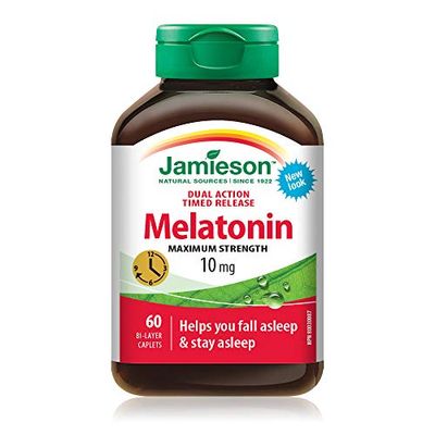 Jamieson Melatonin 10 mg Maximum Strength Dual Action Timed Release - Gluten-Free , 60 Count (Pack of 1) $6.24 (Reg $7.97)