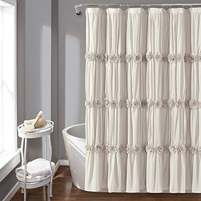Lush Decor, Neutral Darla Shower Curtain-Ruched Floral Shabby Chic, Farmhouse Style Design, x 72 $53.01 (Reg $67.95)