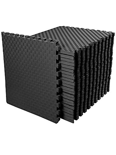 BalanceFrom 1" Extra Thick Puzzle Exercise Mat with EVA Foam Interlocking Tiles for MMA, Exercise, Gymnastics and Home Gym Protective Flooring, 72 Square Feet (Black) $150.89 (Reg $180.86)