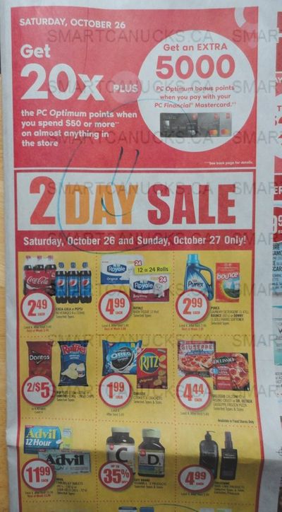 Shoppers Drug Mart Canada: 20x The PC Optimum Points Saturday, October 26th + 5000 Points When You Pay With PC Financial Mastercard