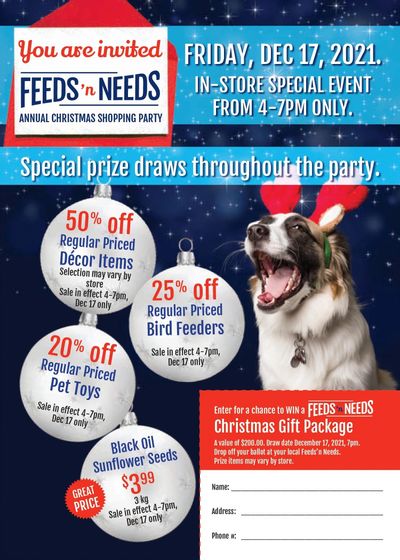 ShurGain Feeds'n Needs Christmas Shopping Party Flyer December 17