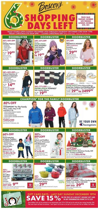 Boscov's (CT, DE, MD, NJ, NY, PA) Weekly Ad Flyer December 17 to December 24
