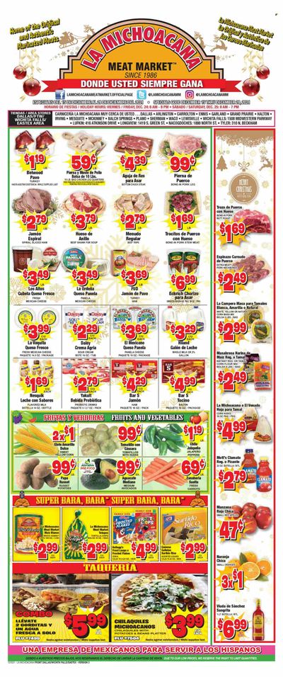 La Michoacana Meat Market (TX) Weekly Ad Flyer December 17 to December 24