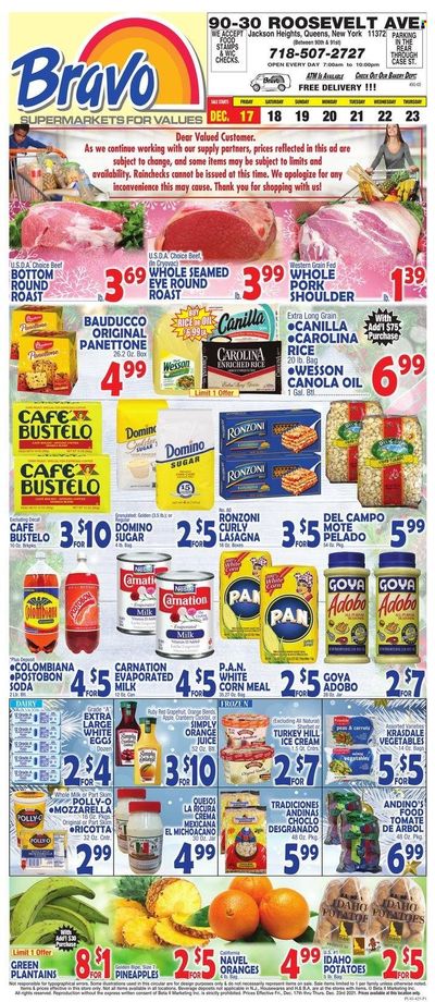 Bravo Supermarkets (CT, FL, MA, NJ, NY, PA) Weekly Ad Flyer December 17 to December 24