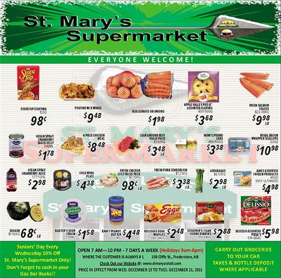 St. Mary's Supermarket Flyer December 15 to 21