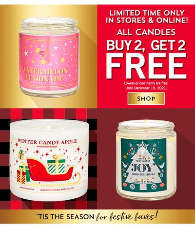 Bath & Body Works Canada Holiday Deals: All Candles, Buy 2, Get 2 FREE + More Offers