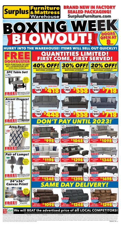 Surplus Furniture & Mattress Warehouse (Thunder Bay) Flyer December 20 to January 2
