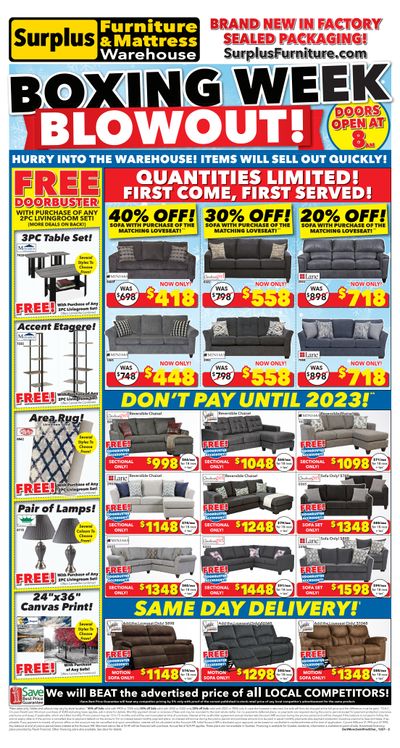 Surplus Furniture & Mattress Warehouse (Saint John) Flyer December 20 to January 2