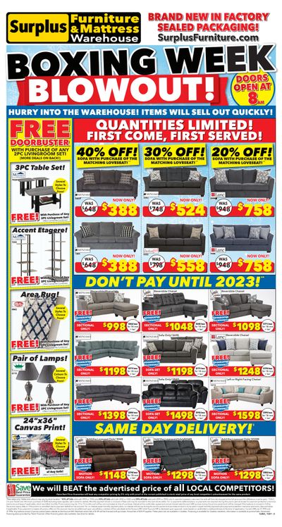 Surplus Furniture & Mattress Warehouse (Calgary) Flyer December 20 to January 2