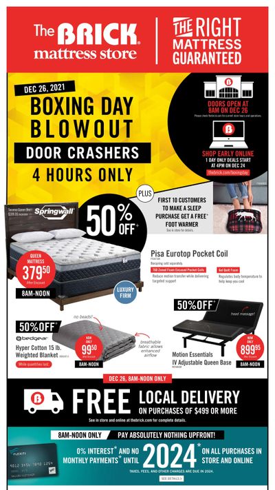 The Brick Mattress Store Boxing Day Flyer December 20 to 30, 2021