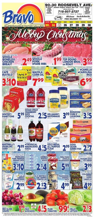 Bravo Supermarkets (CT, FL, MA, NJ, NY, PA) Weekly Ad Flyer December 24 to December 31