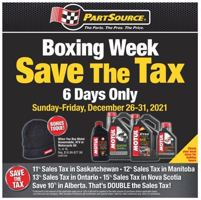 PartSource Boxing Week Flyer December 26 to 31, 2021