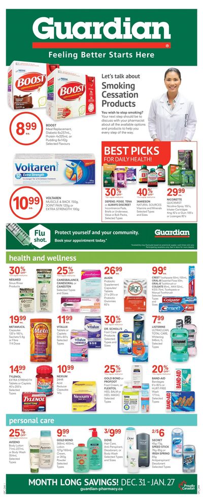 Guardian Pharmacy Flyer December 31 to January 27