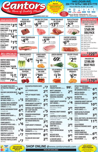 Cantor's Meats Flyer December 30 to January 5