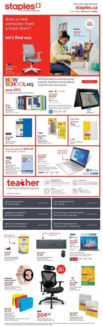 Staples Flyer January 2 to 11