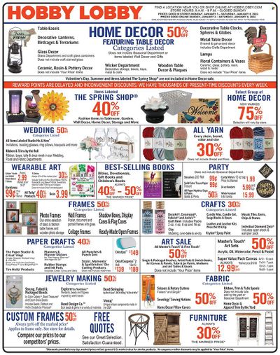 Hobby Lobby Weekly Ad Flyer January 3 to January 10