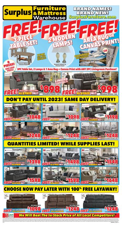 Surplus Furniture & Mattress Warehouse (St. Catharines) Flyer January 3 to 16
