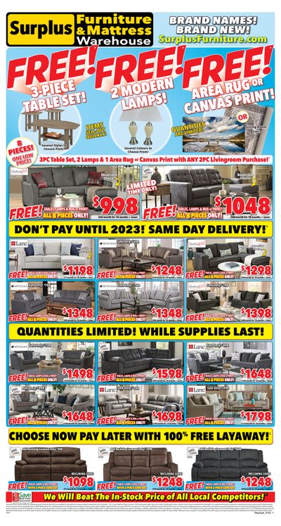 Surplus Furniture & Mattress Warehouse (Sault Ste Marie) Flyer January 3 to 16