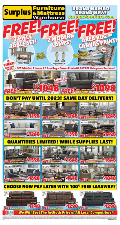 Surplus Furniture & Mattress Warehouse (Saskatoon) Flyer January 3 to 16