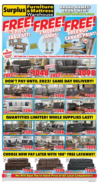 Surplus Furniture & Mattress Warehouse (Lethbridge) Flyer January 3 to 16
