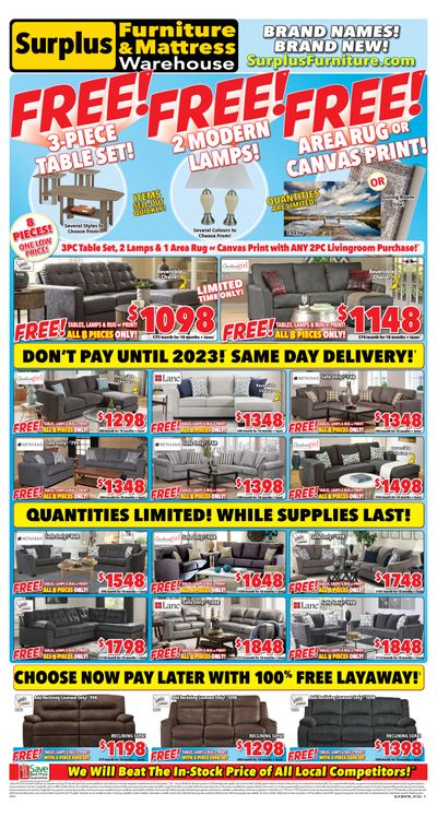 Surplus Furniture & Mattress Warehouse (Grand Falls Windsor) Flyer January 3 to 16