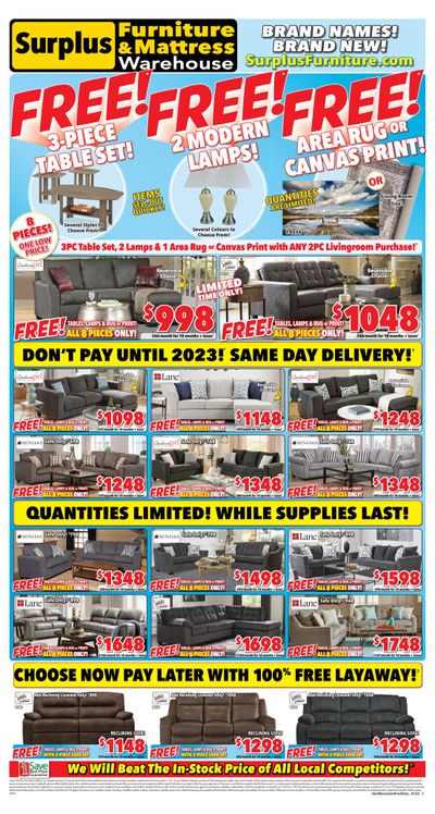 Surplus Furniture & Mattress Warehouse (Fredericton) Flyer January 3 to 16