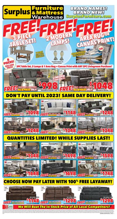 Surplus Furniture & Mattress Warehouse (Dartmouth) Flyer January 3 to 16