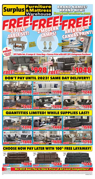 Surplus Furniture & Mattress Warehouse (Brandon) Flyer January 3 to 16