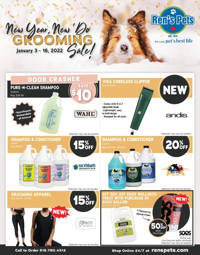 Ren's Pets Depot Grooming Sale Flyer January 3 to 16