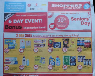 Shoppers Drug Mart Canada Flyer Sneak Peek January 8th – 10th: 6 Day Bonus Redemption
