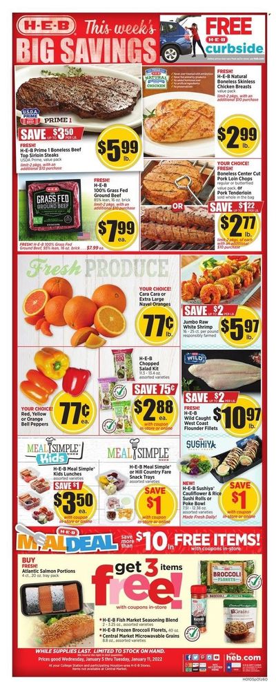 H-E-B (TX) Weekly Ad Flyer January 5 to January 12