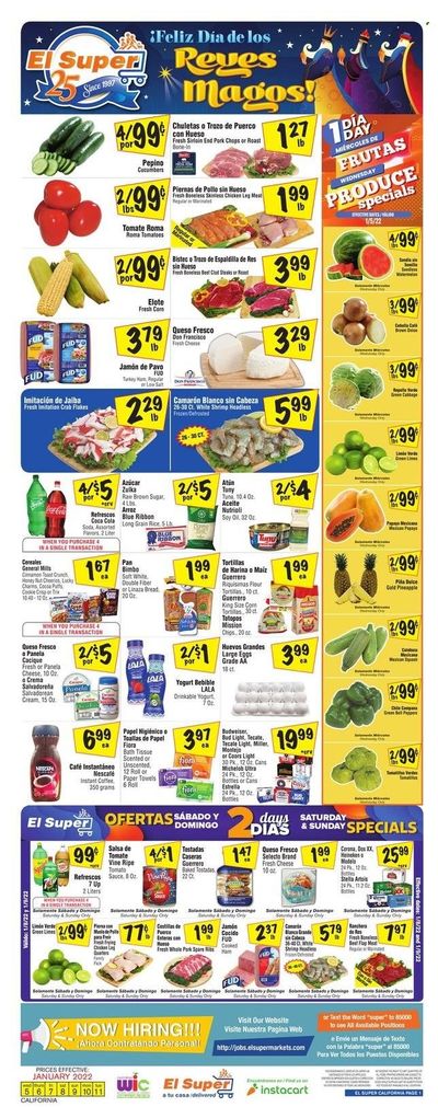 El Super (CA, NM, NV, TX) Weekly Ad Flyer January 5 to January 12