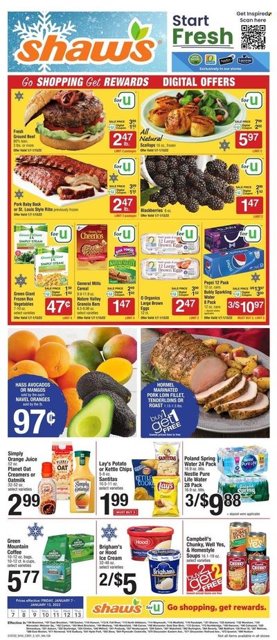 Shaw’s (MA, ME, NH, RI, VT) Weekly Ad Flyer January 6 to January 13