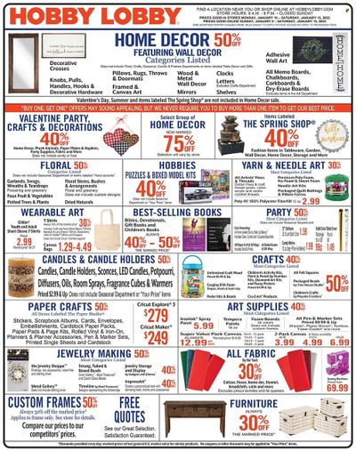 Hobby Lobby Weekly Ad Flyer January 12 to January 19