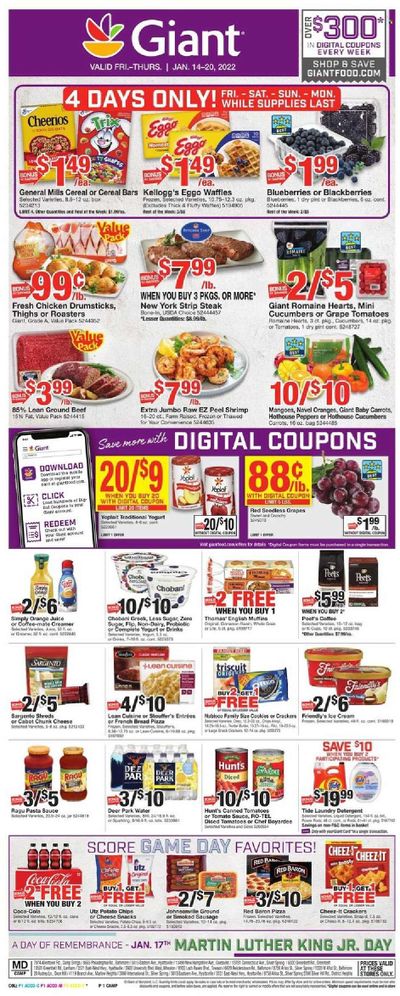 Giant Food (DE, MD, VA) Weekly Ad Flyer January 13 to January 20