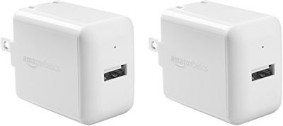 AmazonBasics One-Port USB Wall Charger for Phone, iPad, and Tablet, 2.4 Amp, White, 2 Pack $14.21 (Reg $21.04)