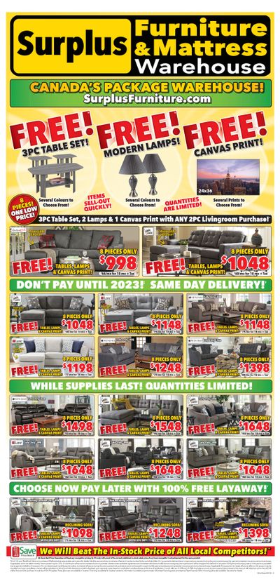 Surplus Furniture & Mattress Warehouse (Winnipeg) Flyer January 17 to 30