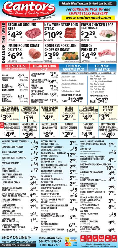 Cantor's Meats Flyer January 20 to 26