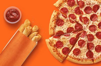 Buy a Classic Pepperoni Pizza Online and Get an Order of Crazy Bread or a 2L Pepsi for Only $0.33 Extra at Little Caesars 