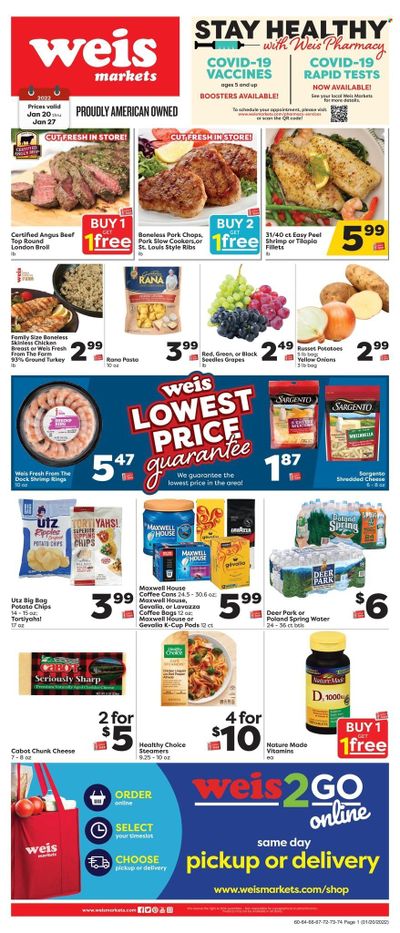 Weis (MD, NY, PA) Weekly Ad Flyer January 20 to January 27