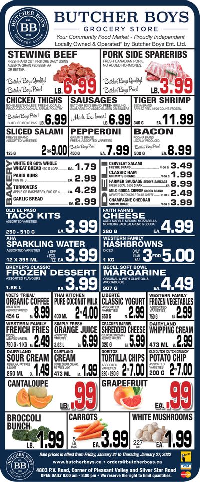 Butcher Boys Grocery Store Flyer January 21 to 27