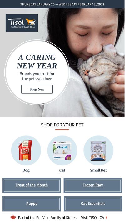 Tisol Pet Nutrition & Supply Stores Flyer January 20 to February 2