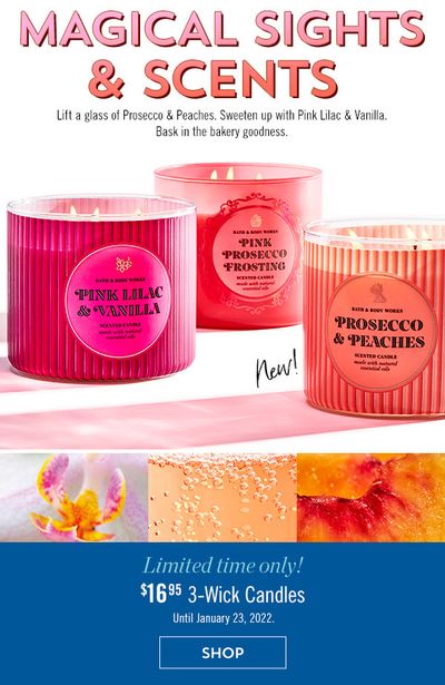 Bath & Body Works Canada Promotions: 3-Wick Candles, $16.95 + Hand Soaps, 8 for $30 or 5 for $20
