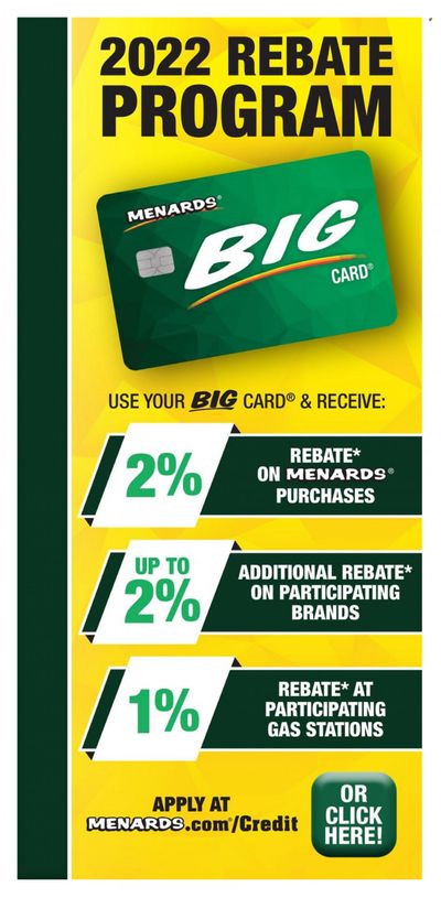 Menards (IA, IL, IN, MI, MN, MO, ND, NE, WI) BIG CARD BROCHURE Weekly Ad Flyer Specials January 2 to December 31, 2022