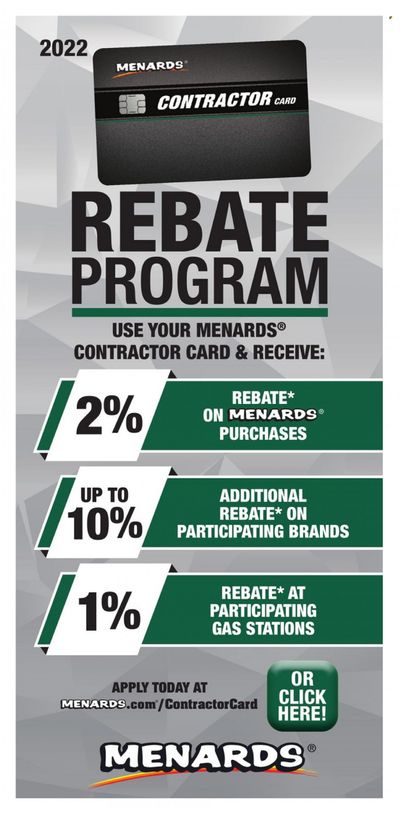 Menards (IA, IL, IN, MI, MN, MO, ND, NE, WI) CONTRACTOR CARD BROCHURE Weekly Ad Flyer Specials January 2 to December 31, 2022