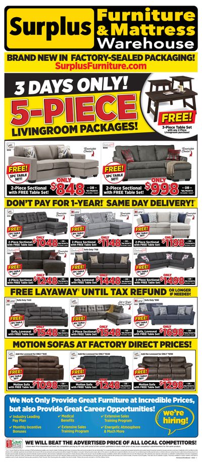 Surplus Furniture & Mattress Warehouse (Sudbury) Flyer January 31 to February 6