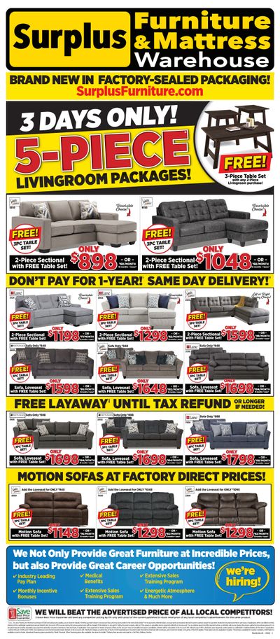 Surplus Furniture & Mattress Warehouse (Lethbridge) Flyer January 31 to February 6