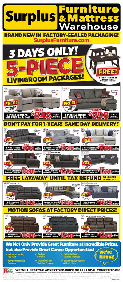 Surplus Furniture & Mattress Warehouse (Barrie) Flyer January 31 to February 6